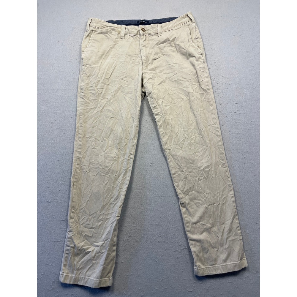 Nautica Slim Fit Pants Stretch Cotton Tan 36 x 32 Mens